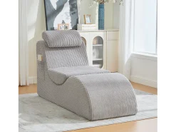 Sofá moderno com design único e ergonômico - 160 x 66 x 90 cm - com almofada de assento removível - veludo - cinza claro