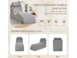 Sofá moderno com design único e ergonômico - 160 x 66 x 90 cm - com almofada de assento removível - veludo - cinza claro