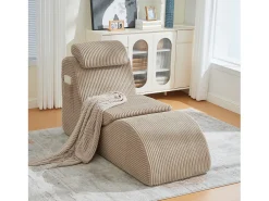 Sofá moderno com design único e ergonômico - 160 x 66 x 90 cm - com almofada de assento removível - veludo - cáqui