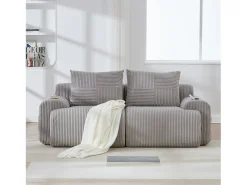 Sofá moderno de 2 lugares - 200 x 99 x 80 cm - com porta-copos + bolso de arrumação - veludo - cinza claro