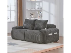 Sofá moderno de 2 lugares - 200 x 99 x 80 cm - com porta-copos + bolso de arrumação - veludo - cinza escuro