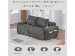 Sofá moderno de 2 lugares - 200 x 99 x 80 cm - com porta-copos + bolso de arrumação - veludo - cinza escuro