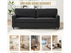 Sofá moderno de 2 lugares - 203 x 77,5 x 85 cm - com USB-C + LEDs + porta-copos e bolsos laterais - veludo - cinza escuro