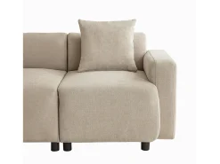 Sofá moderno de 3 lugares com apoio lombar - Tecido chenille bege