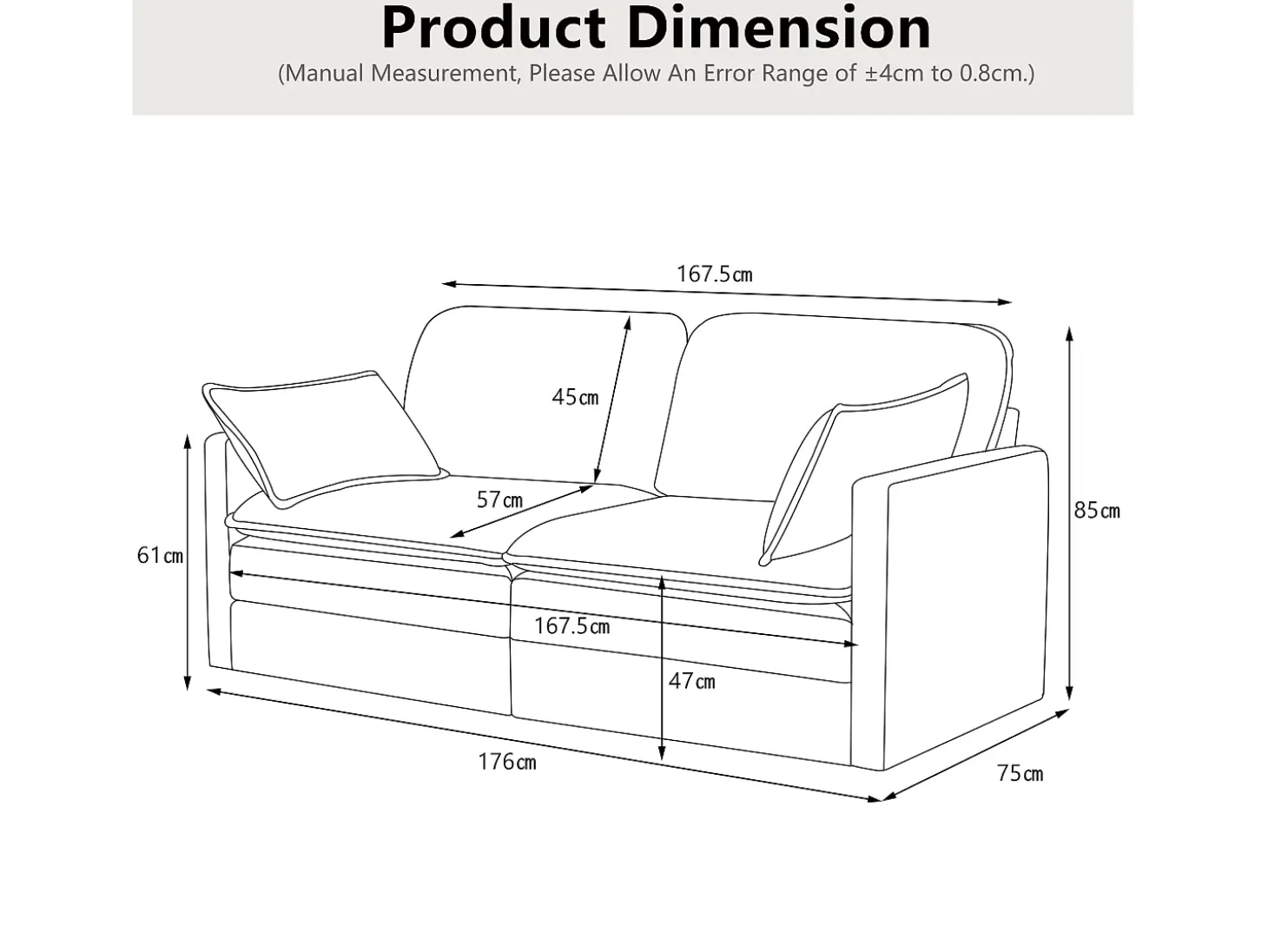 Sofá moderno de 2 lugares, design minimalista, confortável e espaçoso, para sala e quarto