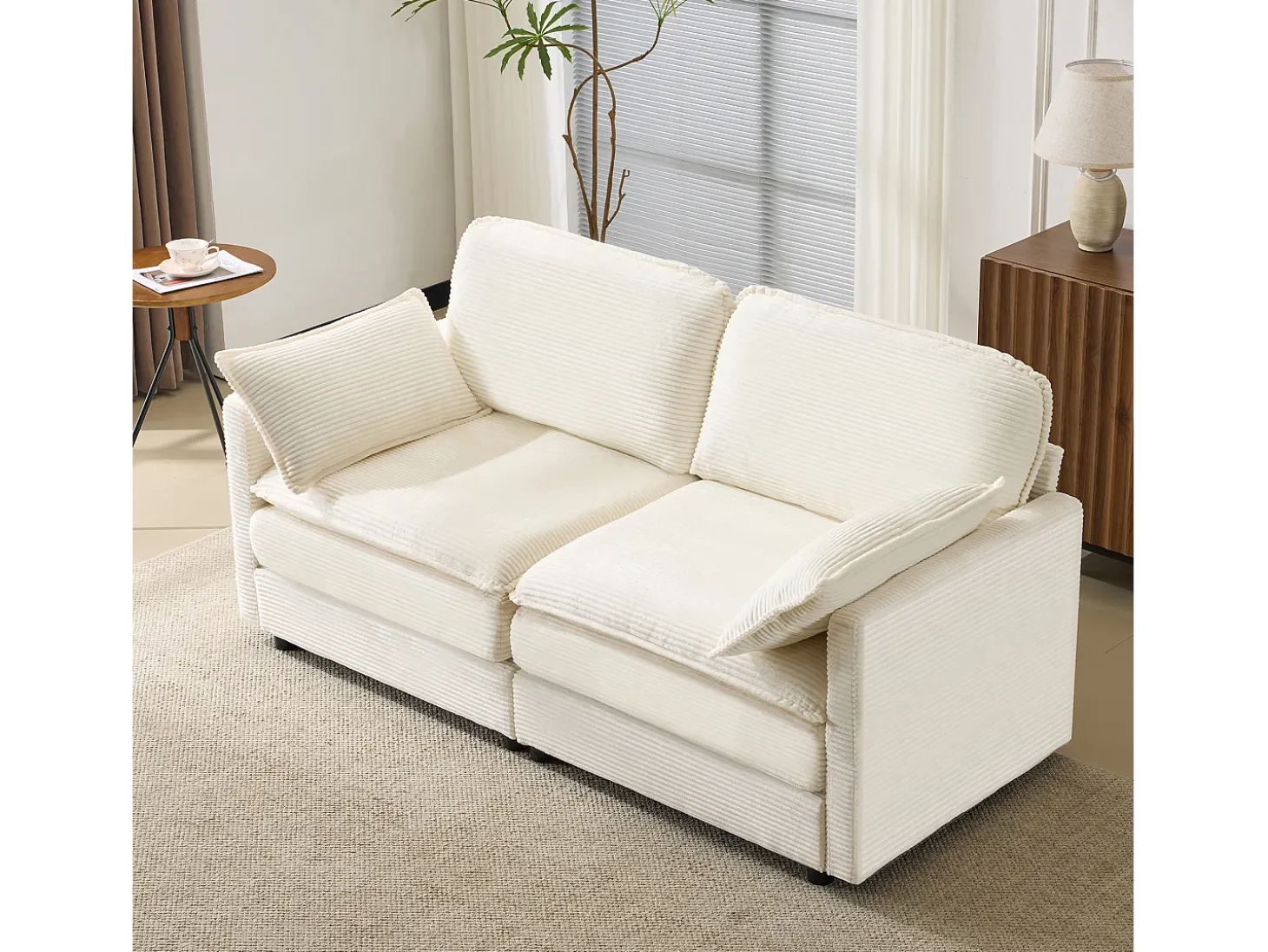Sofá moderno de 2 lugares, design minimalista, confortável e espaçoso, para sala e quarto