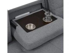 Sofá moderno em L - Sofá-cama modular - Função dormir - Com armazenamento - Com porta-copos - Cinza