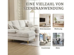Sofá moderno em U - 272 x 136 x 88 cm - com 2 assentos reclináveis para sala de estar e quarto - Chenille - bege