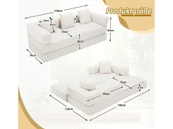 Sofá modular - 198 x 79 x 60 cm - conversível - com bolsos laterais - chenille - bege
