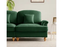 Sofá Modular 4 Lugares Chenille - Capa Removível e 4 Almofadas - 350x83.5x93cm - Verde