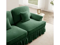 Sofá Modular 4 Lugares Chenille - Capa Removível e 4 Almofadas - 350x83.5x93cm - Verde