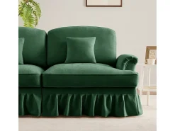 Sofá Modular 4 Lugares Chenille - Capa Removível e 4 Almofadas - 350x83.5x93cm - Verde