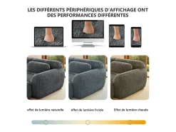 Sofá Modular 3 lugares em tecido peluche, com 3 almofadas, sem estrutura, 291x104x73cm, Cinza