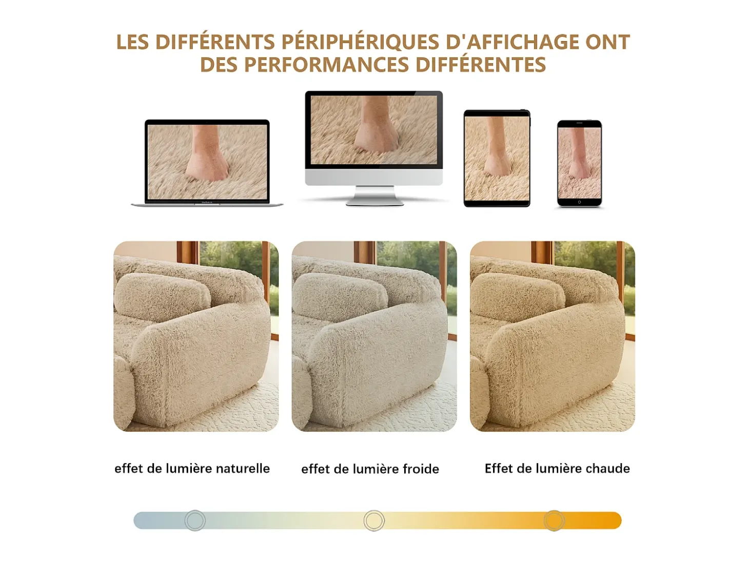 Sofá Modular 2 lugares em tecido peluche, com 2 almofadas, assento extra profundo 75cm, 204x104x73cm, Caqui