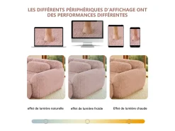 Sofá Modular 3 lugares em tecido peluche, com 3 almofadas, sem estrutura, 291x104x73cm, Rosa