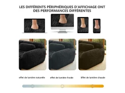 Sofá Modular 4 lugares em tecido peluche, com 4 almofadas, sem estrutura, 378x104x73cm, Preto
