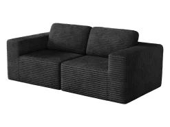 Sofá Modular 2 lugares em Veludo Cotelê, com 2 almofadas, 202x101x82cm, Preto