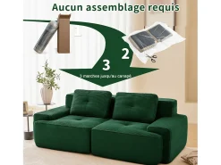Sofá Modular 2 lugares em Veludo cotelê com 2 almofadas, sem montagem, 204x104x69cm, Verde
