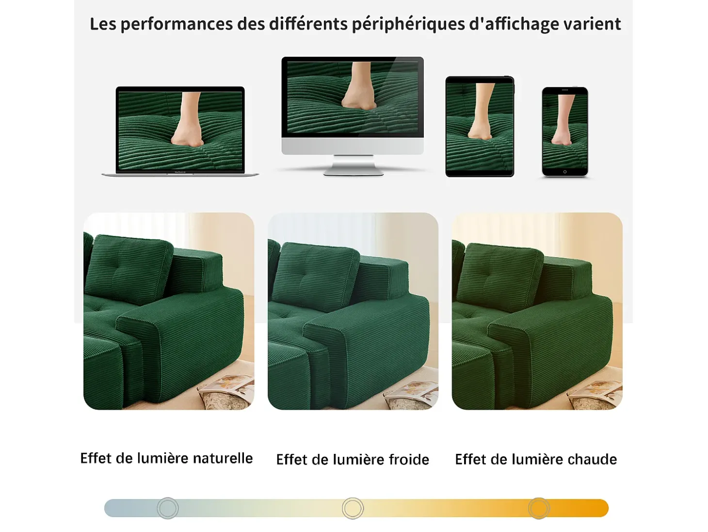 Sofá Modular 4 lugares em Veludo cotelê, com puff e 4 almofadas, 382x177x69cm, Verde