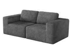Sofá Modular 2 lugares em Veludo Cotelê, com 2 almofadas, 202x101x82cm, Cinza