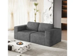 Sofá Modular 2 lugares em Veludo Cotelê, com 2 almofadas, 202x101x82cm, Cinza
