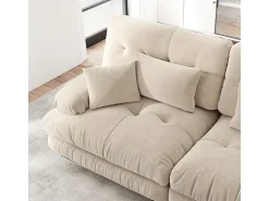 Sofá modular canto 4 lugares - com 2 puff e 6 almofadas - DIY formato U/L - 406x145x81cm - Bege