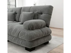 Sofá modular canto 4 lugares - com 2 puff e 6 almofadas - DIY formato U/L - 406x145x81cm - Cinza