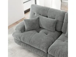 Sofá modular canto 4 lugares - com 2 puff e 6 almofadas - DIY formato U/L - 406x145x81cm - Cinza