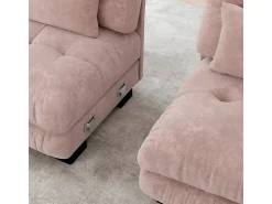 Sofá modular canto 4 lugares - com 2 puff e 6 almofadas - DIY formato U/L - 406x145x81cm - Rosa