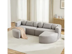 Sofá modular Cloud com função de cama - 292 x 165 x 68 cm - não requer montagem - chenille - cinza