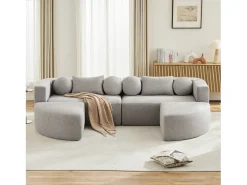 Sofá modular Cloud com função de cama - 292 x 165 x 68 cm - não requer montagem - chenille - cinza