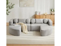 Sofá modular Cloud com função de cama - 292 x 165 x 68 cm - não requer montagem - chenille - cinza