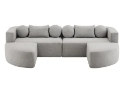 Sofá modular Cloud com função de cama - 292 x 165 x 68 cm - não requer montagem - chenille - cinza