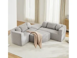 Sofá modular Cloud com função de cama - 292 x 165 x 68 cm - não requer montagem - chenille - cinza