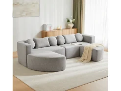 Sofá modular Cloud com função de cama - 292 x 165 x 68 cm - não requer montagem - chenille - cinza