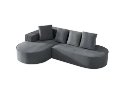 Sofá modular com chaise longue em L, assento profundo, estofamento em espuma comprimida, cor cinza.