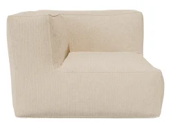 Sofá modular com poltrona e pufe em veludo canleado bege NOUMARA
