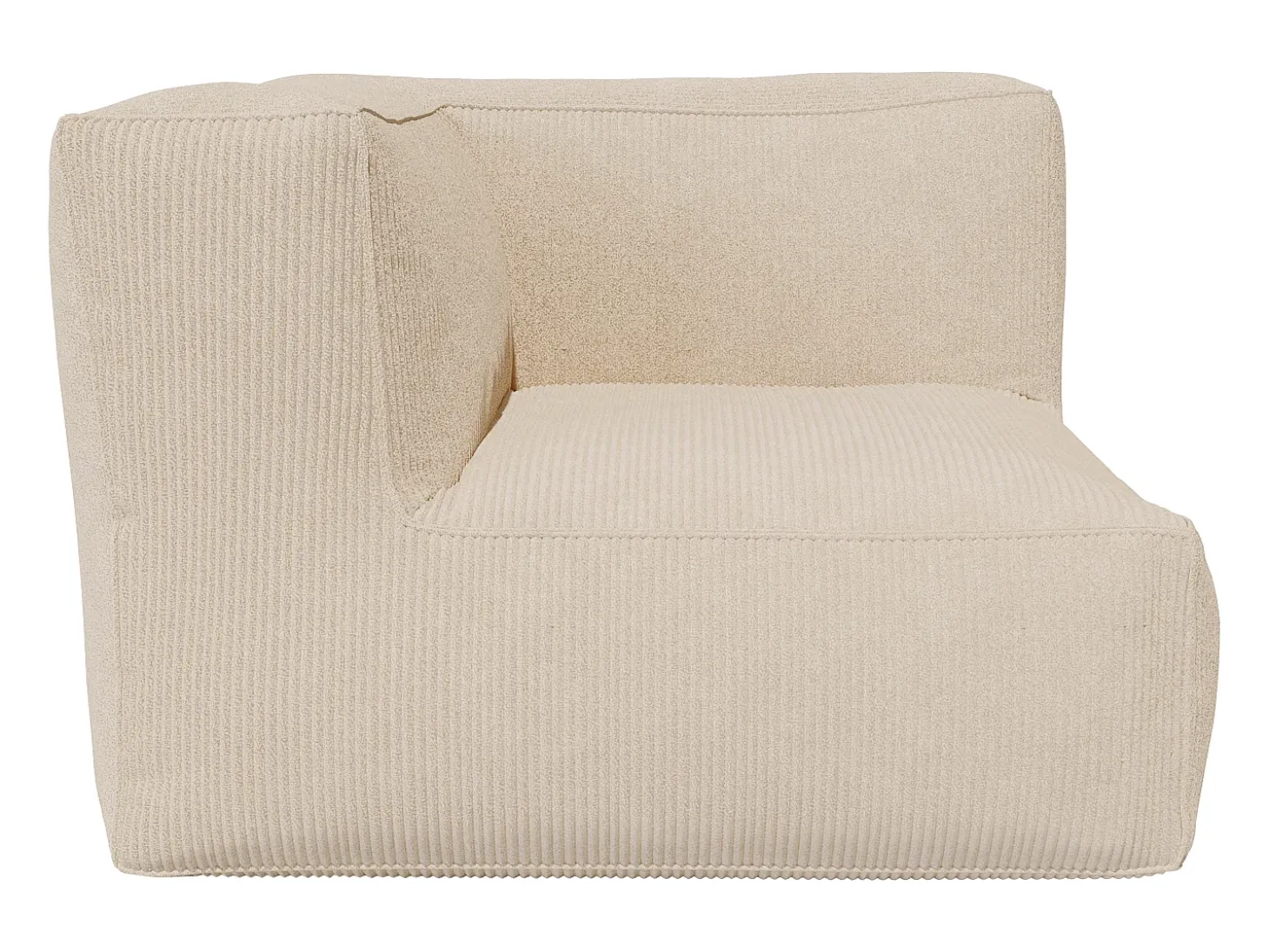 Sofá modular com poltrona e pufe em veludo canleado bege NOUMARA