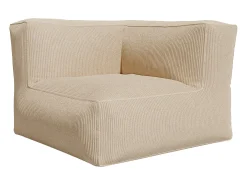 Sofá modular com pufe em veludo canelado bege NOUMARA