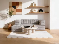 Sofá modular conversível em tecido de cor cinzenta DILAKO