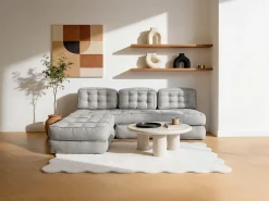 Sofá modular conversível em tecido de cor cinzenta DILAKO
