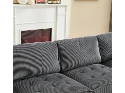 Sofá modular conversível em veludo cinza - 6 lugares - ergonômico - com bolsos de armazenamento - 308x154x82cm