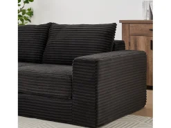 Sofá modular convertível de 2 lugares com pufes amovíveis - Veludo cotelê preto