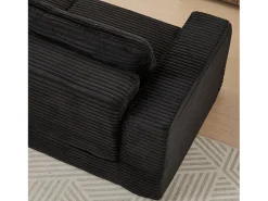 Sofá modular convertível de 2 lugares com pufes amovíveis - Veludo cotelê preto