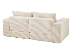 Sofá modular convertível de 2 lugares com pufes amovíveis - Veludo cotelê bege