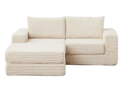 Sofá modular convertível de 2 lugares com pufes amovíveis - Veludo cotelê bege