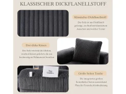 Sofá modular de 4 lugares - 253 x 158 x 61 cm - com bolso lateral + porta-copos + 3 almofadas - veludo - cinza escuro