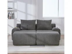 Sofá modular de 2 lugares - 200 x 174 x 80 cm - com 2 pufes + porta-copos + compartimento de arrumação - veludo - cinza escuro