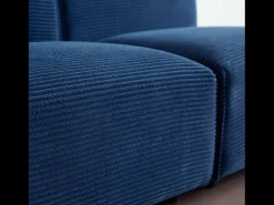 Sofá modular de 4 lugares em veludo cotelê azul Monroe