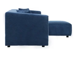 Sofá modular de 4 lugares em veludo cotelê azul Monroe
